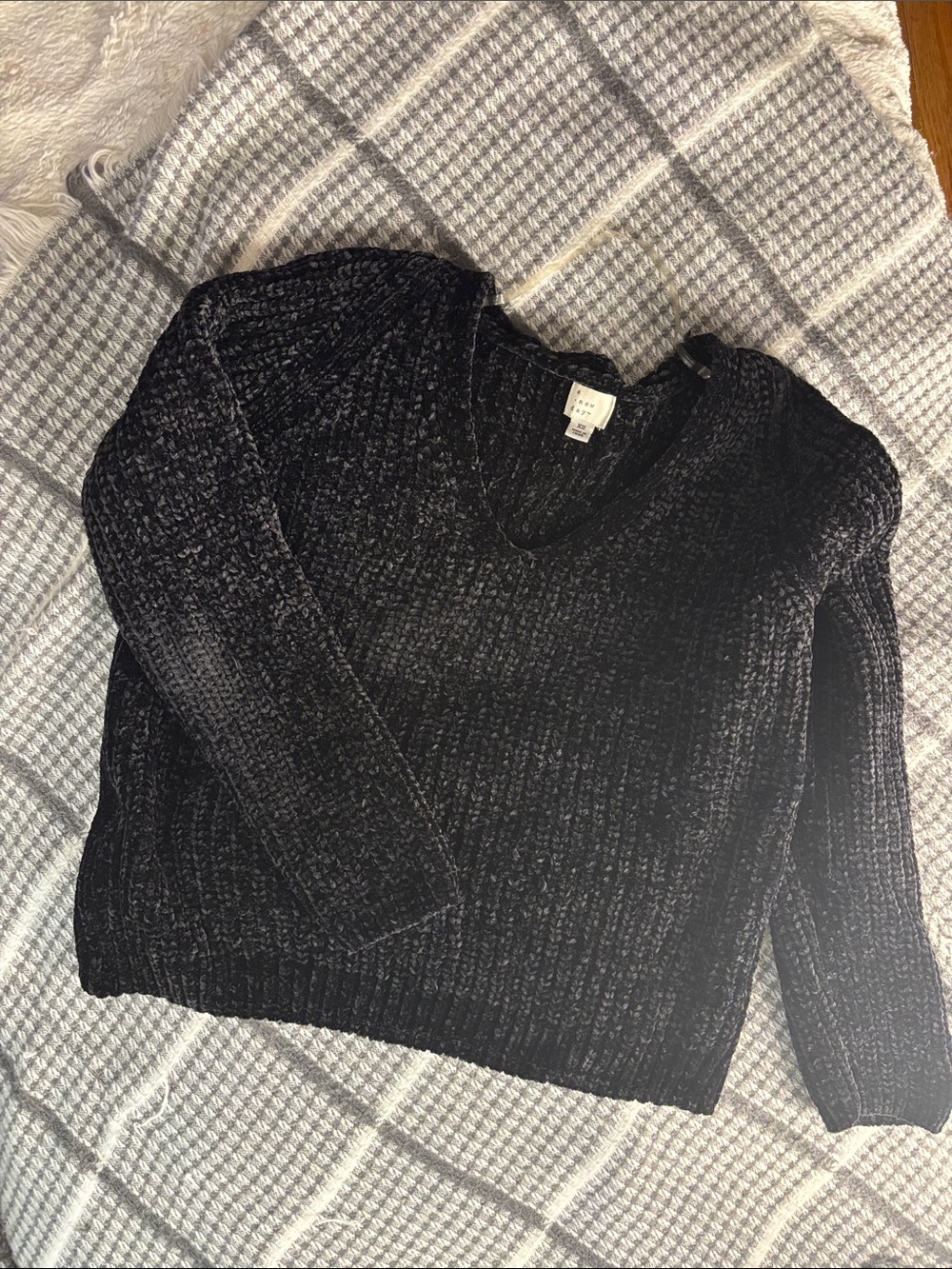 a new day Black Chenille V-Neck Sweater